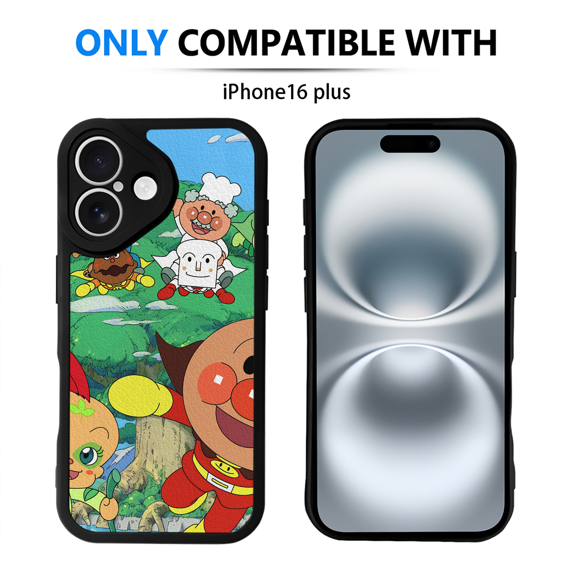 （画像用） アンパンマン Anpanman 【iPhone 16シリーズ対応】シリコンスマホケース（レザー調） 材質：シリコン